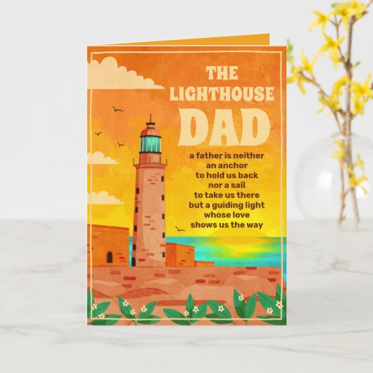 パーソナライズされた父の日のプレゼント - 灯台の父 カード (黄色い花)