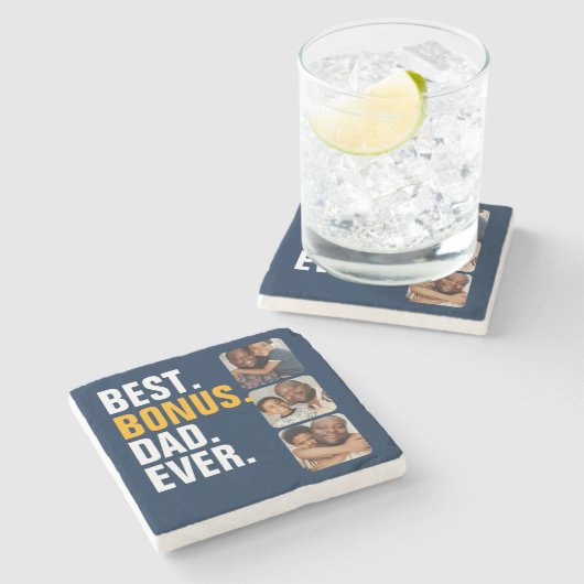 パーソナライズされた父の日最高ののパパ ストーンコースター (横)