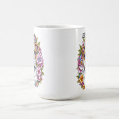 パーソナライズされた牛とお洒落花 コーヒーマグカップ (中央)