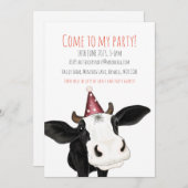 パーソナライズされた牛のパーティー招待状 招待状 (正面/裏面)