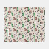 パーソナライズされた牛素朴農場タンとグリーンキッズ フリースブランケット (正面(横))