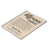 パーソナライズされた特別な人へのプレゼント - 差異をもたらす人 ノートブック (左側)