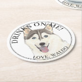 パーソナライズされた犬結婚の ラウンドペーパーコースター (アングル)