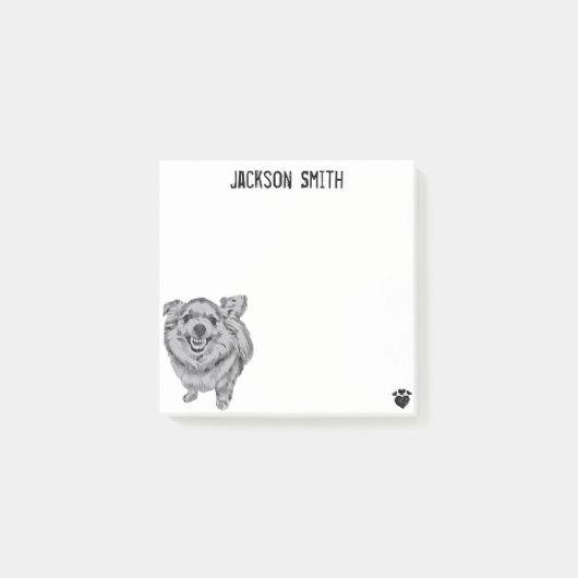 パーソナライズされた犬 ポストイット (正面)