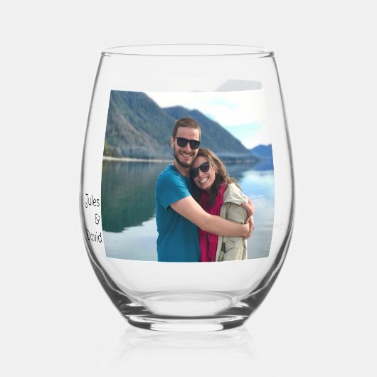 パーソナライズされた独身のカスタム ステムなしワイングラス (正面)
