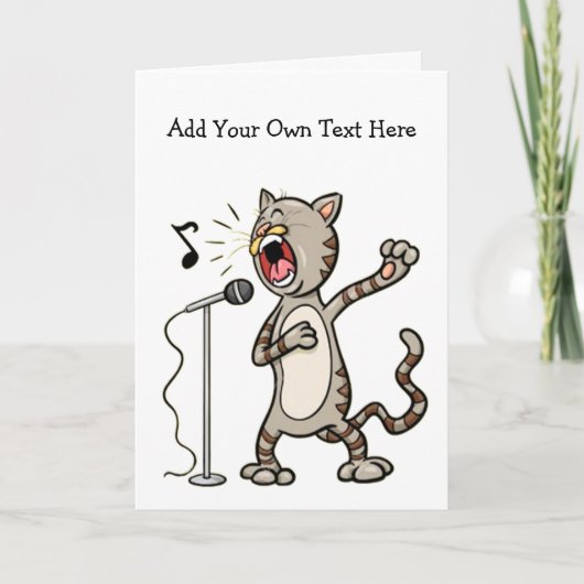 . .パーソナライズされた猫のグリーティングカードを歌う カード (正面)