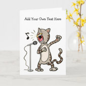 . .パーソナライズされた猫のグリーティングカードを歌う カード (黄色い花)