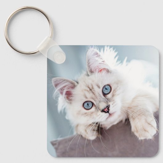 パーソナライズされた猫好きペット写真 キーホルダー (正面)