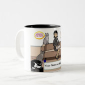 パーソナライズされた猫好き – 女性マンガ ツートーンマグカップ (正面左)