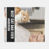 パーソナライズされた猫最高のパパエバカスタムー写真 フリースブランケット (正面(横))