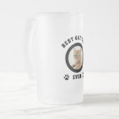 パーソナライズされた猫最高のパパエバカスタムー写真 フロストグラスビールジョッキ (正面左)