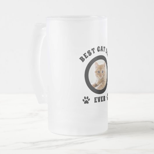 パーソナライズされた猫最高のパパエバカスタムー写真 フロストグラスビールジョッキ (正面左)
