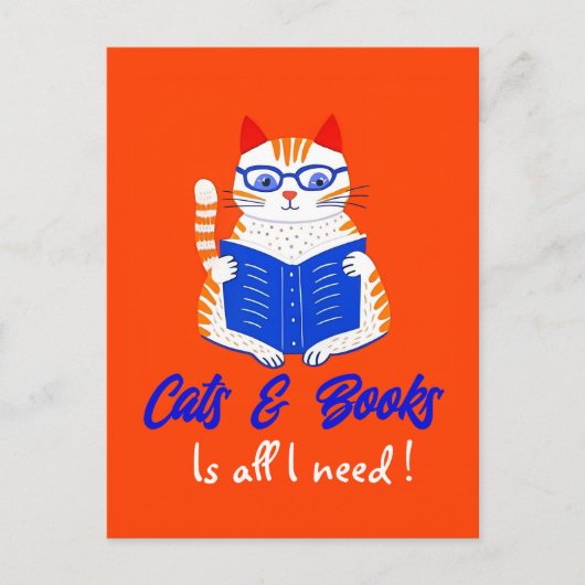 パーソナライズされた猫読書道デザイン ポストカード (正面)