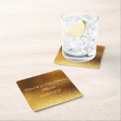 パーソナライズされた王室の救光る金ゴールド スクエアペーパーコースター (インサイチュ)