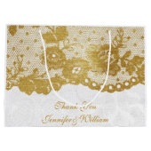 パーソナライズされた王室の結婚金ゴールド ラージペーパーバッグ (裏面)