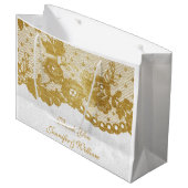 パーソナライズされた王室の結婚金ゴールド ラージペーパーバッグ (正面アングル)
