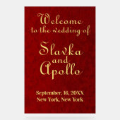 パーソナライズされた王室のVelvet結婚 Welcome Sign アクリルサイン (正面)