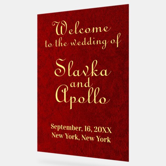 パーソナライズされた王室のVelvet結婚 Welcome Sign アクリルサイン (傾斜)