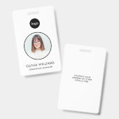 パーソナライズされた現代のカスタム従業員写真ID バッジ (正面＆裏面)