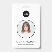 パーソナライズされた現代のカスタム従業員写真ID バッジ (正面)