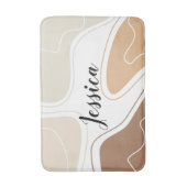 パーソナライズされた現代ベージュ幾何学模様 バスマット (正面縦)