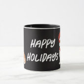 パーソナライズされた現代的なクリスマスの犬 水彩 マグカップ (中央)