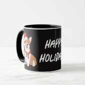 パーソナライズされた現代的なクリスマスの犬 水彩 マグカップ (正面左)