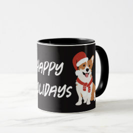 パーソナライズされた現代的なクリスマスの犬 水彩 マグカップ