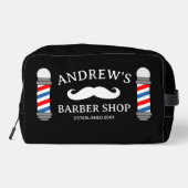 パーソナライズされた理容師ショップのロゴ付きトイレタリーバッグ ドップキット (裏面)