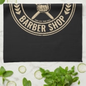 パーソナライズされた理容師ショップスカルロカビリーサロン キッチンタオル (折り畳み)