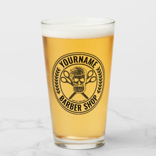 パーソナライズされた理容師ショップスカルロカビリーサロン タンブラーグラス (ドリンク正面)