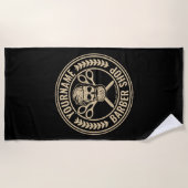 パーソナライズされた理容師ショップスカルロカビリーサロン ビーチタオル (正面)