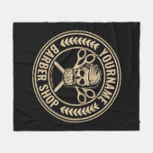 パーソナライズされた理容師ショップスカルロカビリーサロン フリースブランケット (正面(横))