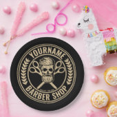 パーソナライズされた理容師ショップスカルロカビリーサロン ペーパープレート (パーティー)