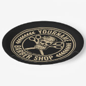 パーソナライズされた理容師ショップスカルロカビリーサロン ペーパープレート (アングル)