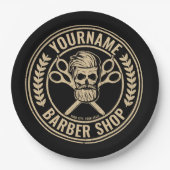 パーソナライズされた理容師ショップスカルロカビリーサロン ペーパープレート (正面)