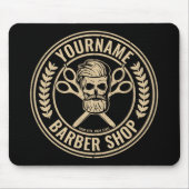 パーソナライズされた理容師ショップスカルロカビリーサロン マウスパッド (正面)