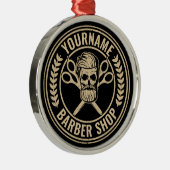 パーソナライズされた理容師ショップスカルロカビリーサロン メタルオーナメント (右)