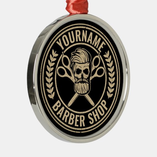 パーソナライズされた理容師ショップスカルロカビリーサロン メタルオーナメント (右)