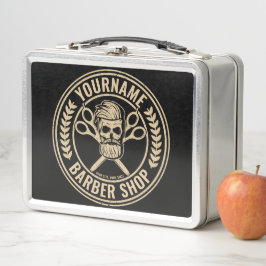 パーソナライズされた理容師ショップスカルロカビリーサロン メタルランチボックス