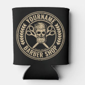 パーソナライズされた理容師ショップスカルロカビリーサロン 缶クーラー (裏面)