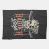 パーソナライズされた理容師ショップヒップスタースカルとラザーズ キッチンタオル (横)