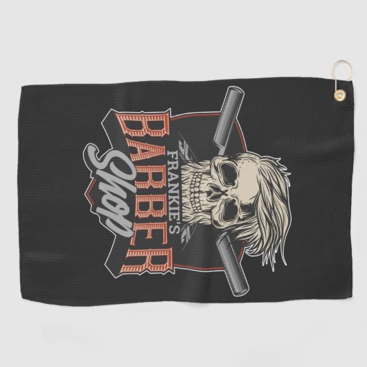 パーソナライズされた理容師ショップヒップスタースカルとラザーズ ゴルフタオル (横)