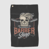 パーソナライズされた理容師ショップヒップスタースカルとラザーズ ゴルフタオル (正面)