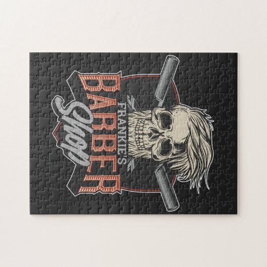 パーソナライズされた理容師ショップヒップスタースカルとラザーズ ジグソーパズル (横)