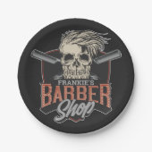 パーソナライズされた理容師ショップヒップスタースカルとラザーズ ペーパープレート (正面)
