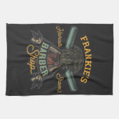 パーソナライズされた理容師ショップレトロヘアカットひげそり キッチンタオル (横)