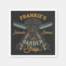 パーソナライズされた理容師ショップレトロヘアカットひげそり スタンダードカクテルナプキン