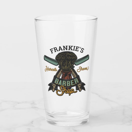 パーソナライズされた理容師ショップレトロヘアカットひげそり タンブラーグラス (正面)
