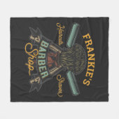 パーソナライズされた理容師ショップレトロヘアカットひげそり フリースブランケット (正面(横))